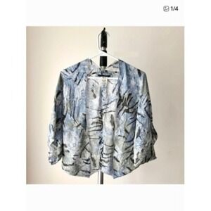 Animale Womens Blue Abstract Rayon Open Front Kimono Jacket Size M